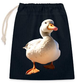Goose, Goose, Chick, Cute Goose, Duck, Little Geese - Closable cotton gift bag (25x30cm) - navy - Front