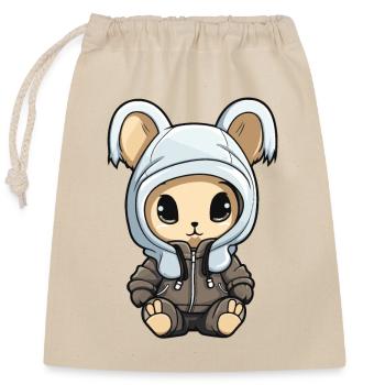 Bande dessinée de bébé animal lapin - Sac cadeau en coton avec cordon (25 x 30 cm) - nature - Devant