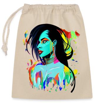 Neon Portrait Color Explosion - Closable cotton gift bag (25x30cm) - nature - Front