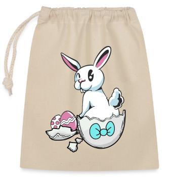Ostern Osterhase Eierschale Ostereier Kind Eier Ei - Verschließbarer Geschenkbeutel aus Baumwolle (25x30cm) - Natur - Vorne