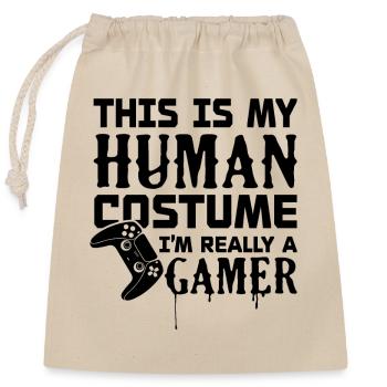 Ich bin wirklich ein Gamer - Verschließbarer Geschenkbeutel aus Baumwolle (25x30cm) - Natur - Vorne