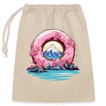 Fleurs de Sakura au Japon sur le Mont Fuji Donut - Sac cadeau en coton avec cordon (25 x 30 cm) - nature - Devant