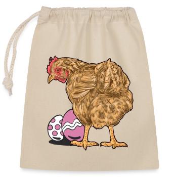 Chicken, Poultry, Poultry, Eggs, Egg, Easter, Easter Egg - Closable cotton gift bag (25x30cm) - nature - Front