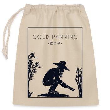 Goldwaschen Chinesisches Hanzi-Schürfen von Minengold - Verschließbarer Geschenkbeutel aus Baumwolle (25x30cm) - Natur - Vorne