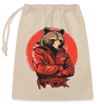 Parodie camarade communiste ours en survêtement - Sac cadeau en coton avec cordon (25 x 30 cm) - nature - Devant