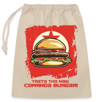 Goûtez au nouveau burger camarade : le fast-food - Sac cadeau en coton avec cordon (25 x 30 cm) - nature - Devant