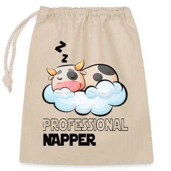 Professinonal Napper Cow Sleeping Late Riser - Closable cotton gift bag (25x30cm) - nature - Front