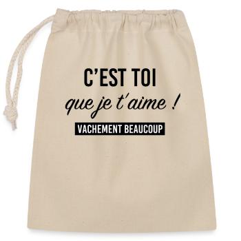 I love you. Valentine's Day Idea - Closable cotton gift bag (25x30cm) - nature - Front
