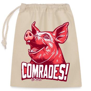 Parodie kommunistisches Genossen Schwein - Verschließbarer Geschenkbeutel aus Baumwolle (25x30cm) - Natur - Vorne