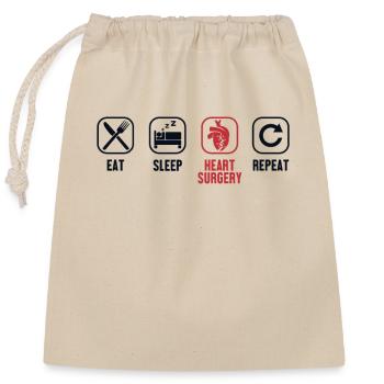 Manger Sommeil Chirurgie cardiaque Répéter les stimulateurs cardiaques Ouvrir - Sac cadeau en coton avec cordon (25 x 30 cm) - nature - Devant