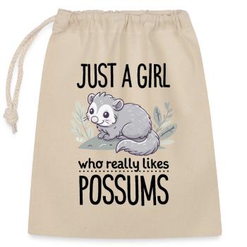 Girl who loves cute opposums and marsupials - Closable cotton gift bag (25x30cm) - nature - Front