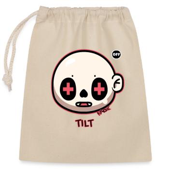 inclinaison, visage de dessin animé, désactivé - Sac cadeau en coton avec cordon (25 x 30 cm) - nature - Devant