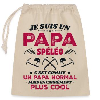 Cool caving dad - Closable cotton gift bag (25x30cm) - nature - Front