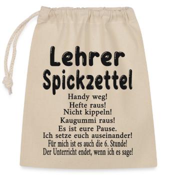 Aide-mémoire de l’enseignant - Sac cadeau en coton avec cordon (25 x 30 cm) - nature - Devant