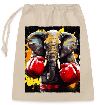 Combattant de boxeur éléphant - Sac cadeau en coton avec cordon (25 x 30 cm) - nature - Devant
