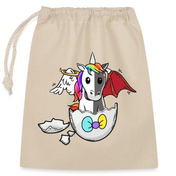 Baby Einhorn Geburt Eierschale gut böse Eier - Verschließbarer Geschenkbeutel aus Baumwolle (25x30cm) - Natur - Vorne