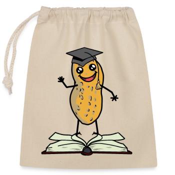 Un étudiant érudit en cacahuète apprend un livre pour professeur - Sac cadeau en coton avec cordon (25 x 30 cm) - nature - Devant