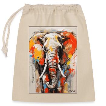 a colorful elephant - Closable cotton gift bag (25x30cm) - nature - Front