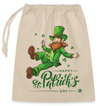 Lucky Charm Leprechaun - Closable cotton gift bag (25x30cm) - nature - Front