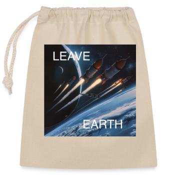 Retro Style Poster Space Travel "Leave Earth" - Closable cotton gift bag (25x30cm) - nature - Front