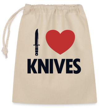Ich liebe Messer Metzgermesser Restaurierungsmesser - Verschließbarer Geschenkbeutel aus Baumwolle (25x30cm) - Natur - Vorne