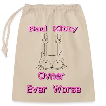 Bad Kitty - Closable cotton gift bag (25x30cm) - nature - Front