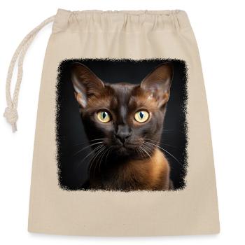Burmese Cat Burma Katze - Closable cotton gift bag (25x30cm) - nature - Front