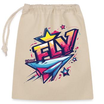 Avion en papier volant, avion en papier - Sac cadeau en coton avec cordon (25 x 30 cm) - nature - Devant