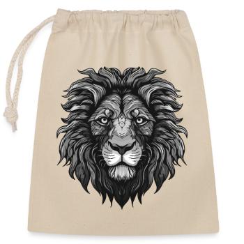 Lion Animal Head - Closable cotton gift bag (25x30cm) - nature - Front