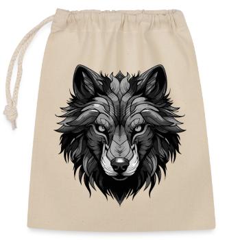 Wolf Animal Head - Closable cotton gift bag (25x30cm) - nature - Front