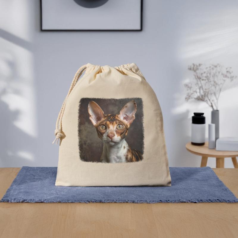 Cornish Rex Kitten Cornish Rex Cat Closable cotton gift bag (25x30cm)