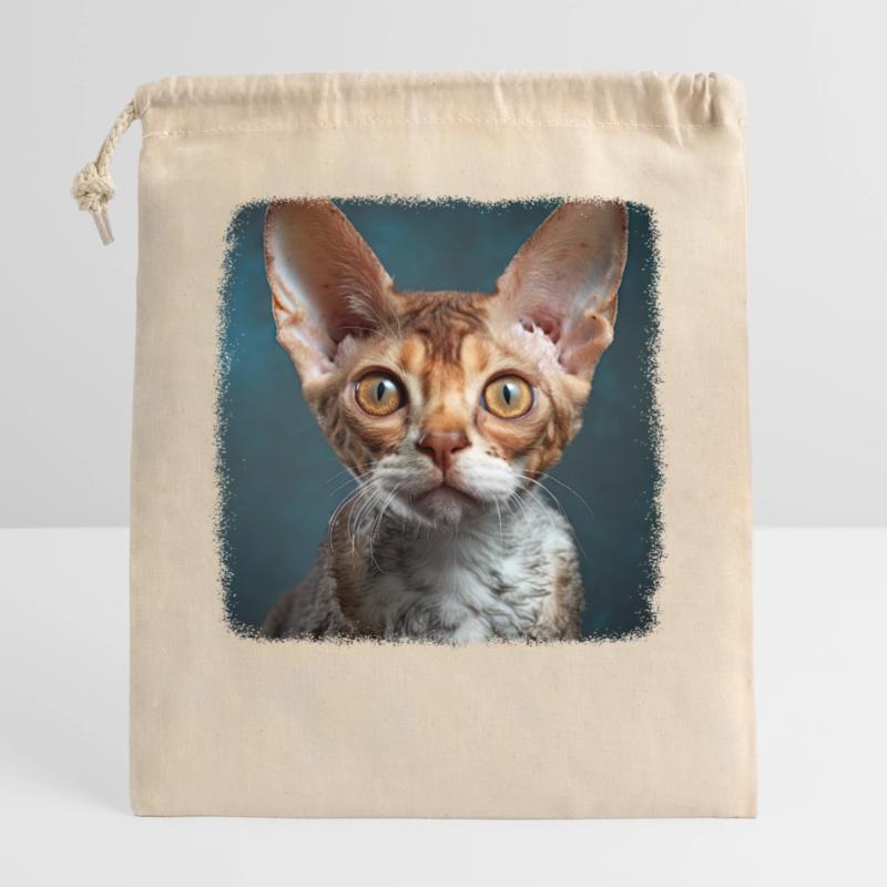 Devon Rex Kitten Devon Rex Cat Closable cotton gift bag (25x30cm)