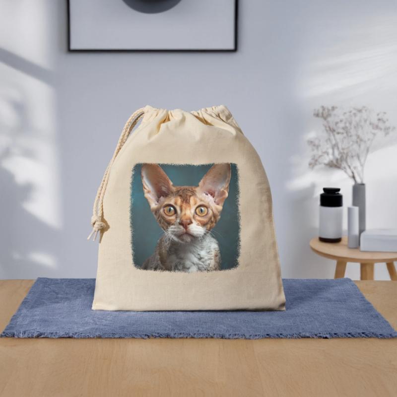 Devon Rex Kätzchen Devon Rex Katze Verschließbarer Geschenkbeutel aus Baumwolle (25x30cm)