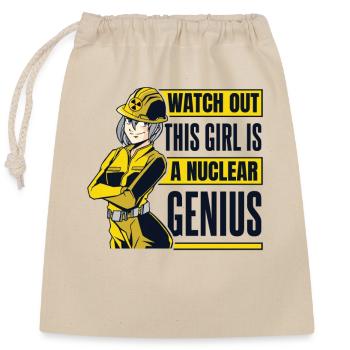 Dieses Mädchen ist ein nukleares Genuis Energy Nuclear - Verschließbarer Geschenkbeutel aus Baumwolle (25x30cm) - Natur - Vorne