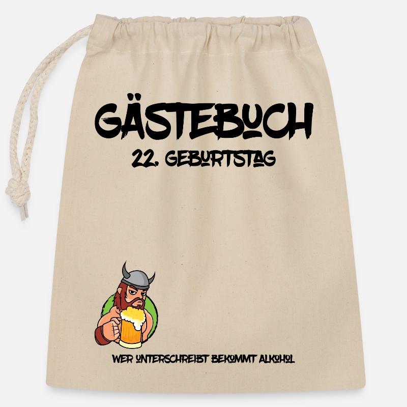 22. Geburtstag | Gästebuch Design - Verschließbarer Geschenkbeutel aus Baumwolle (25x30cm) - Natur