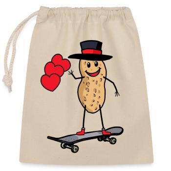Erdnuss Geburtstagsgrüße Geburtstaggeschenk Skater - Verschließbarer Geschenkbeutel aus Baumwolle (25x30cm) - Natur - Vorne
