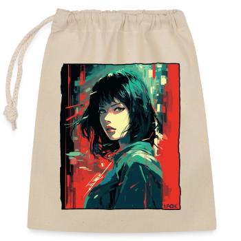 Japanisches Anime-inspiriertes Street-Art-Bild - Verschließbarer Geschenkbeutel aus Baumwolle (25x30cm) - Natur - Vorne