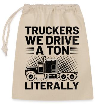 Trucker Driving Dad Trucker Father Truck Driver - Closable cotton gift bag (25x30cm) - nature - Front