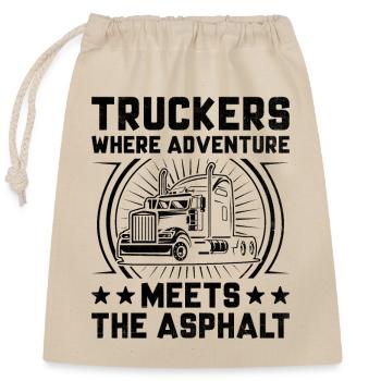 Trucker Driving Dad Trucker Father Truck Driver - Closable cotton gift bag (25x30cm) - nature - Front