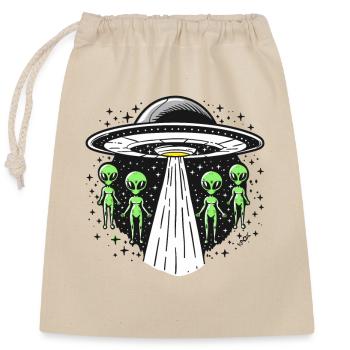 Alien Invasion and Alien Abduction - Closable cotton gift bag (25x30cm) - nature - Front