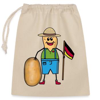 Arachide Allemagne Pomme de terre Légumes Pays Agriculteurs - Sac cadeau en coton avec cordon (25 x 30 cm) - nature - Devant
