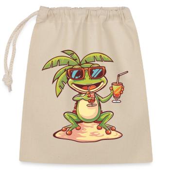 Frog Summer Beach Vacation - Closable cotton gift bag (25x30cm) - nature - Front