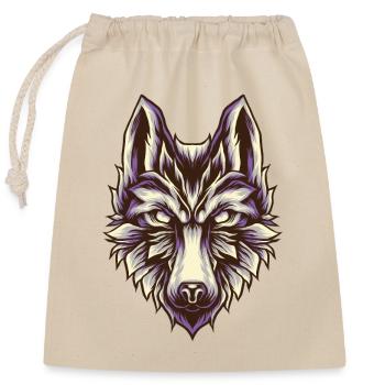Wolf T-Shirt Retro Vintage weiße Wölfe Hunde Hund - Verschließbarer Geschenkbeutel aus Baumwolle (25x30cm) - Natur - Vorne