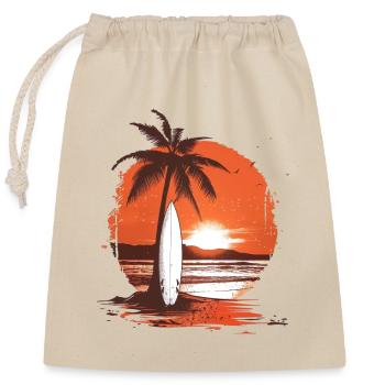 Lever du soleil Surf Île tropicale - Sac cadeau en coton avec cordon (25 x 30 cm) - nature - Devant