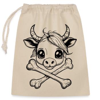 Cool Kids T-Shirt: Cartoon Pirate Bull - Closable cotton gift bag (25x30cm) - nature - Front