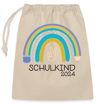 Start of school child 2024 - Closable cotton gift bag (25x30cm) - nature - Front