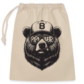 Papa Ours - Cadeau Papa Père Ours pour la fête des Pères - Sac cadeau en coton avec cordon (25 x 30 cm) - nature - Devant