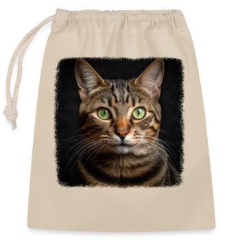 Tabby Kätzchen Tabby Katze - Verschließbarer Geschenkbeutel aus Baumwolle (25x30cm) - Natur - Vorne