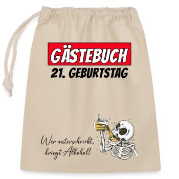21st Birthday Guestbook Signatures Alcohol - Closable cotton gift bag (25x30cm) - nature - Front