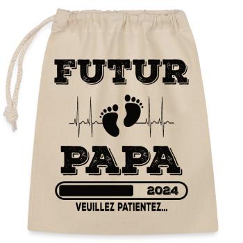 Man Soon to Dad Announcement, Dad Future Gift - Closable cotton gift bag (25x30cm) - nature - Front